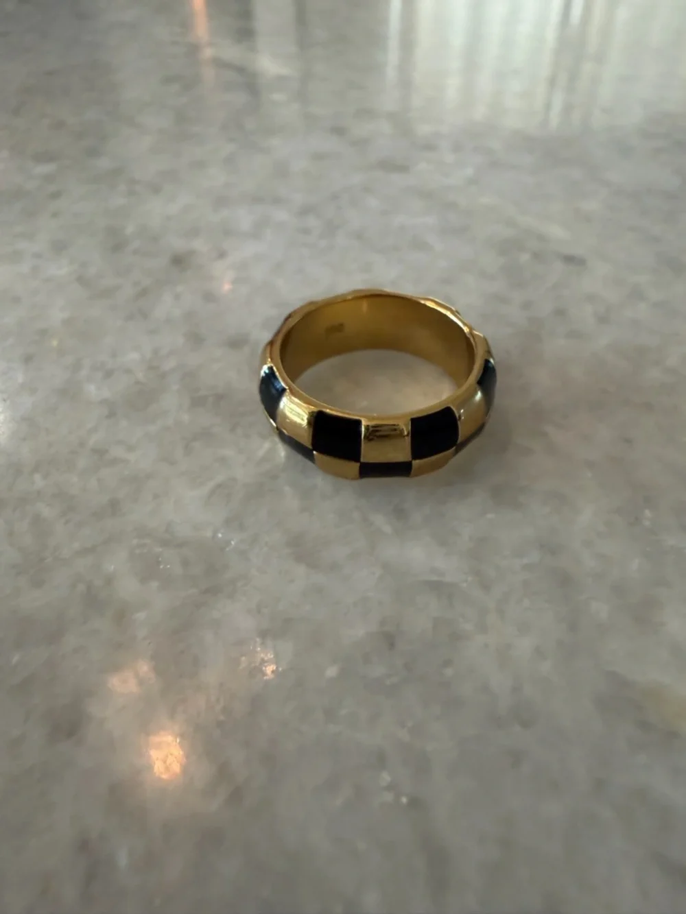 New with bag Clare V. 14k Gold Plated Ring with Black Enamel Panels - Picture 3 of 3